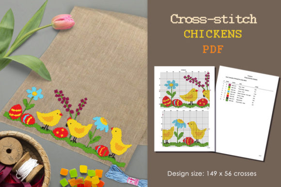 A Cozy Chickens Cross Stitch Pattern for Apparel