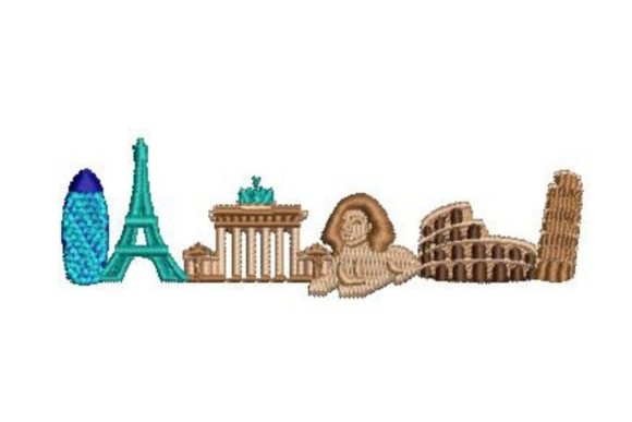 A Craft Fair Perspective on the World Landmarks Embroidery Design
