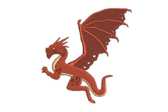 Adorable Red Dragon: A Charmingly Gentle Embroidery Design